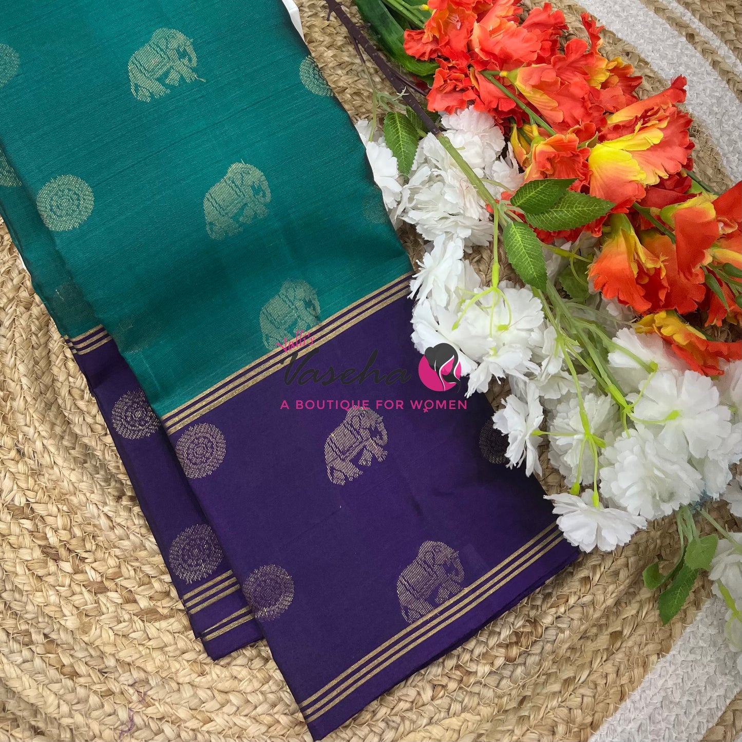 Half Mix - Pure Soft Silk Saree - Long Retta Petta Border with Butta - VVPSS084