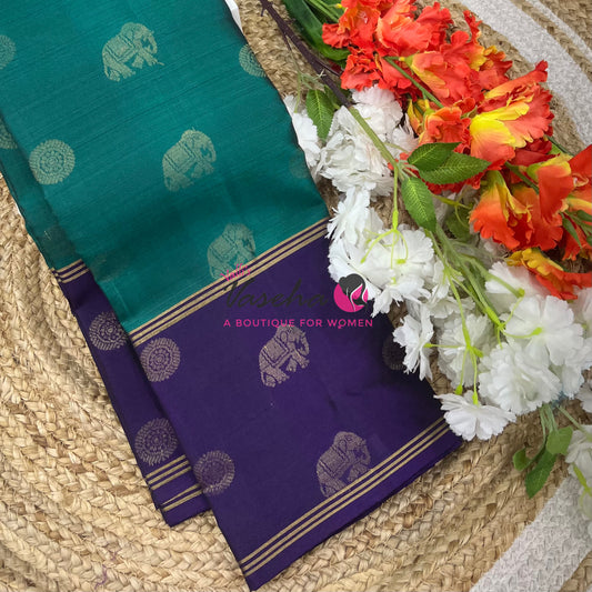 Half Mix - Pure Soft Silk Saree - Long Retta Petta Border with Butta - VVPSS084