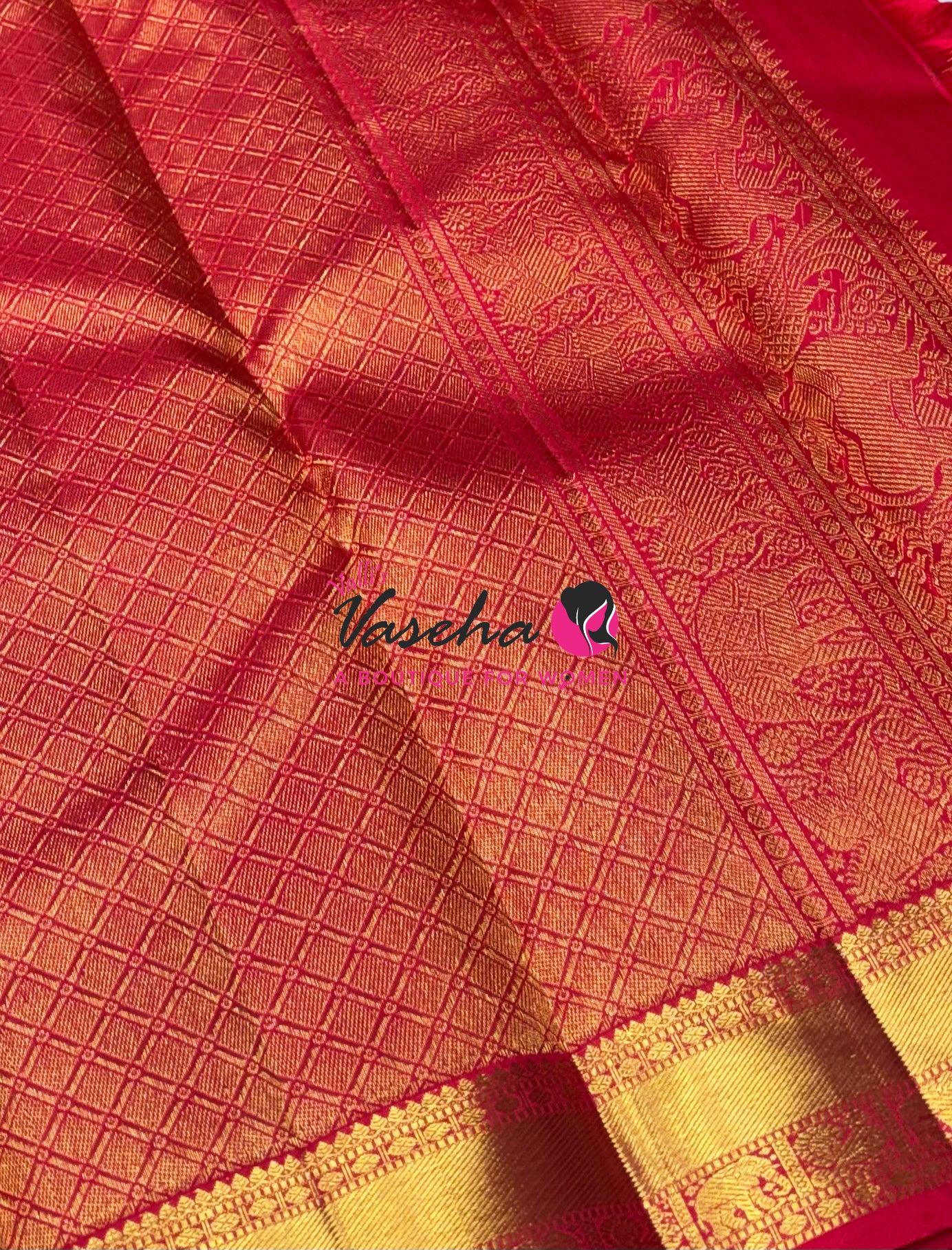 Pure Kanchipuram Silk Saree - Red Shade - VVPS027
