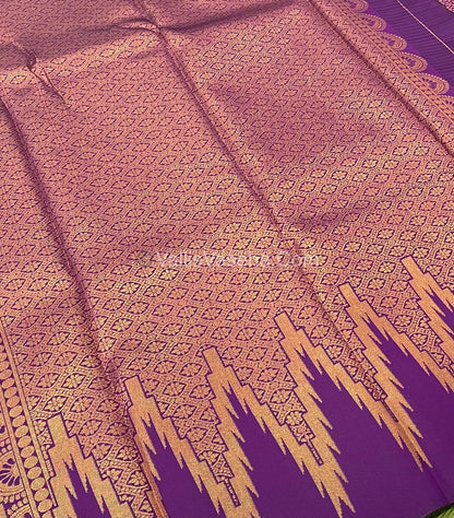 Kanchi Semi Silk  - Green with Purple - VVKSS003