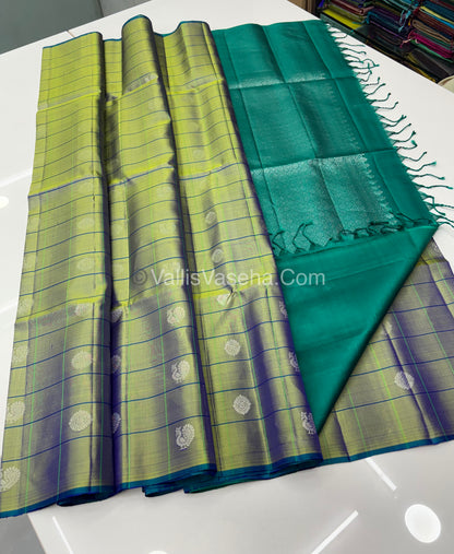 Pure Soft Silk Saree - Dual Tone Green & Sea Green Shade - VVPSS055