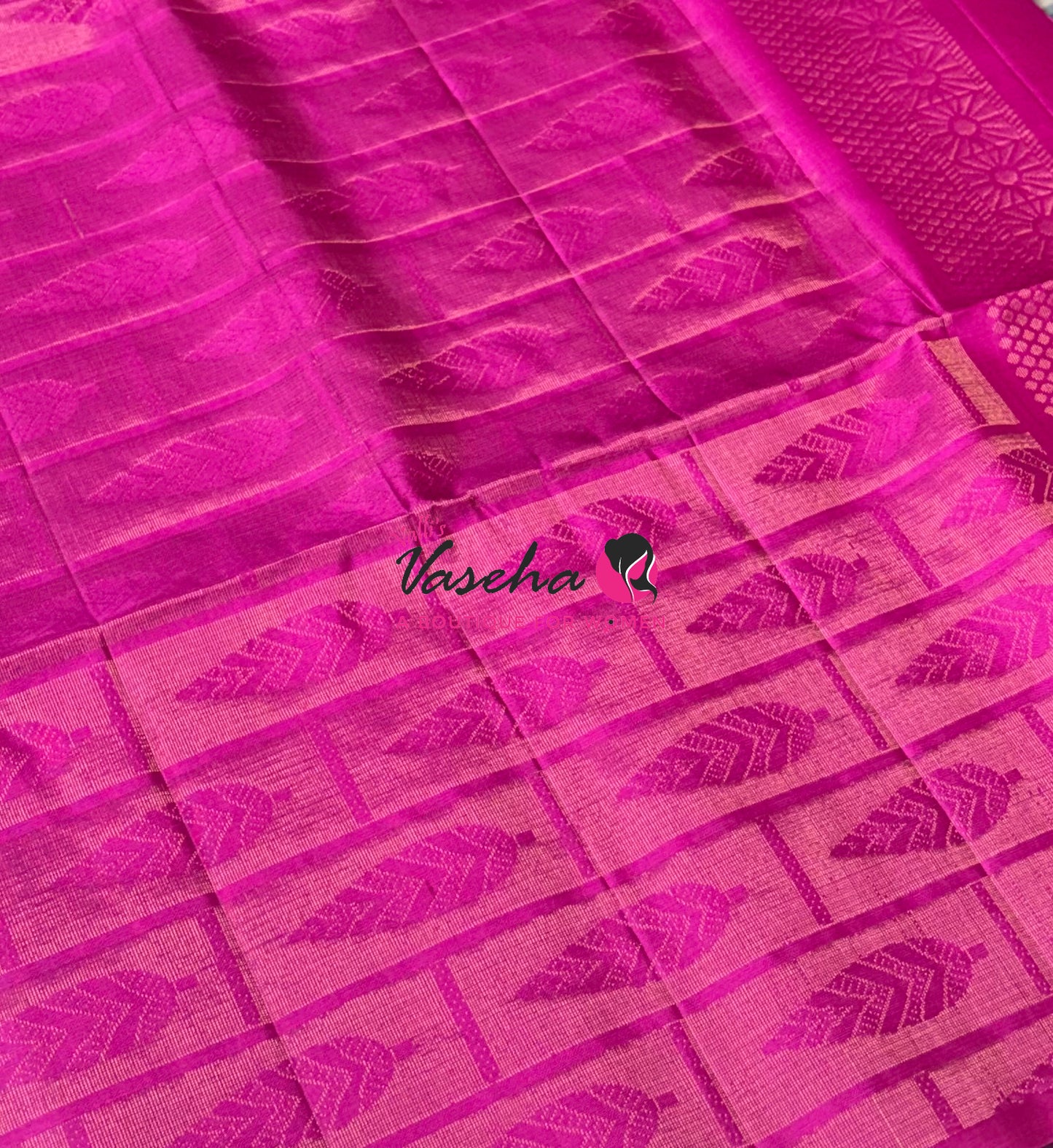 Pure Soft Silk Saree  - Green With Pink - VVPSS093