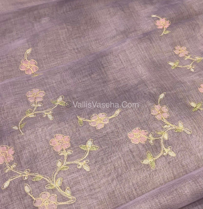 Tissue Linen Saree - Lavender Shade - VVTLS001