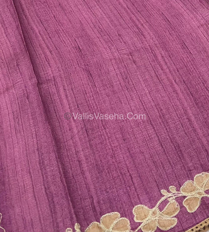 Semi Raw Silk with embroidery work - VVSRS001