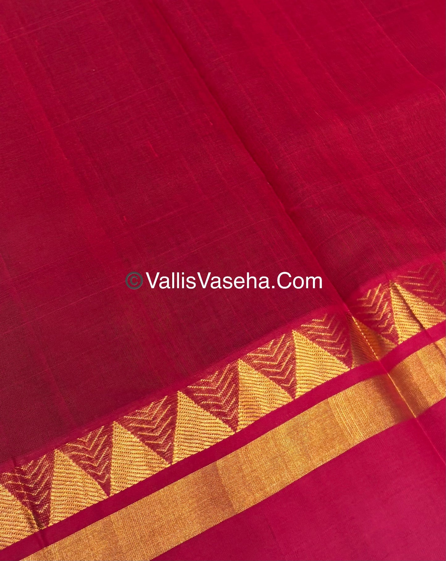 Pure Korvai Silk Cotton Saree - Green  with Red - VVKSC030