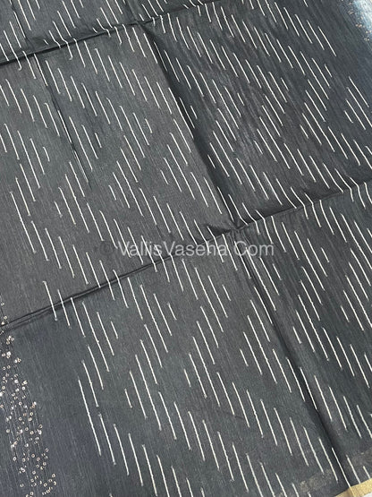 Bhagalpuri Silk | Grey with Black Shade | VVBS010