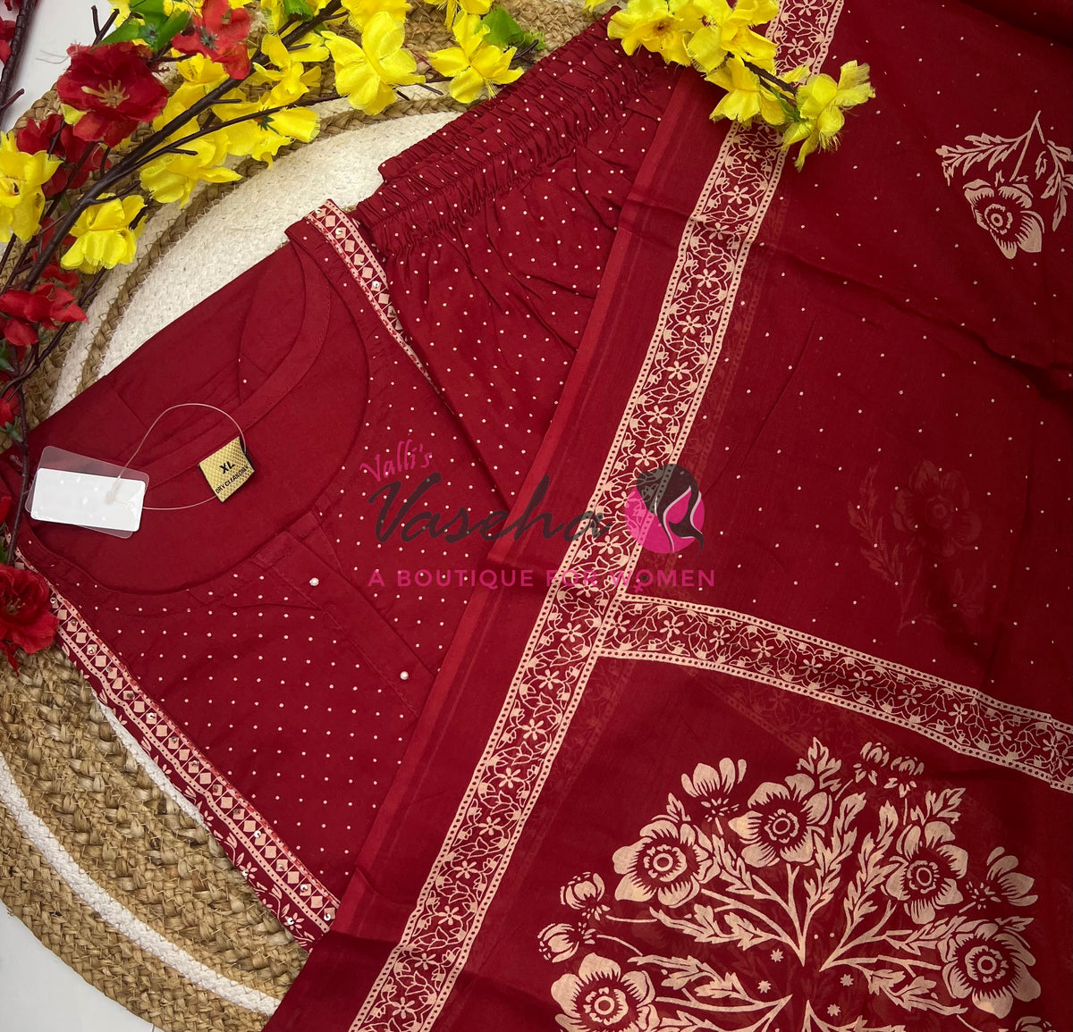 Ready Made | Anarkali Set  |Salwar, Kameez & Duppatta(3pc)|Cotton |VVRMS026