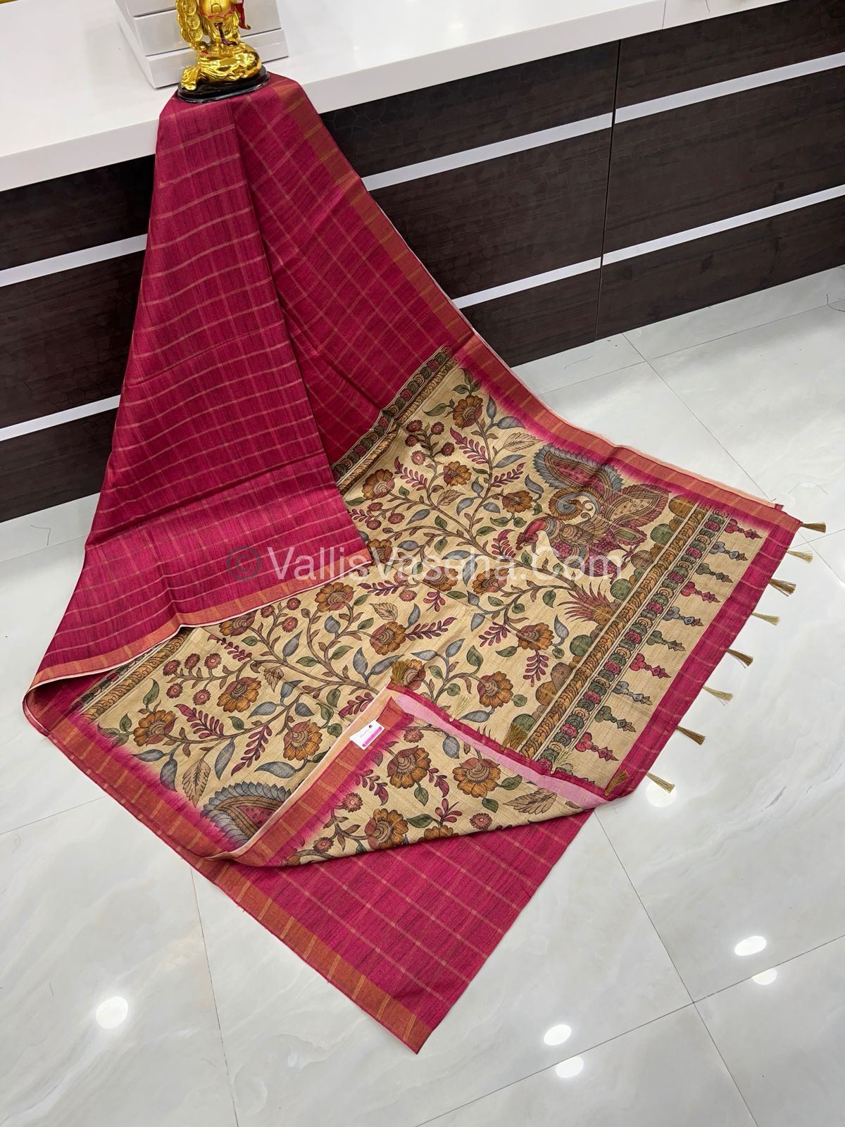 Semi Gicha Tussar Silk Saree - checks pattern - VVSGT001