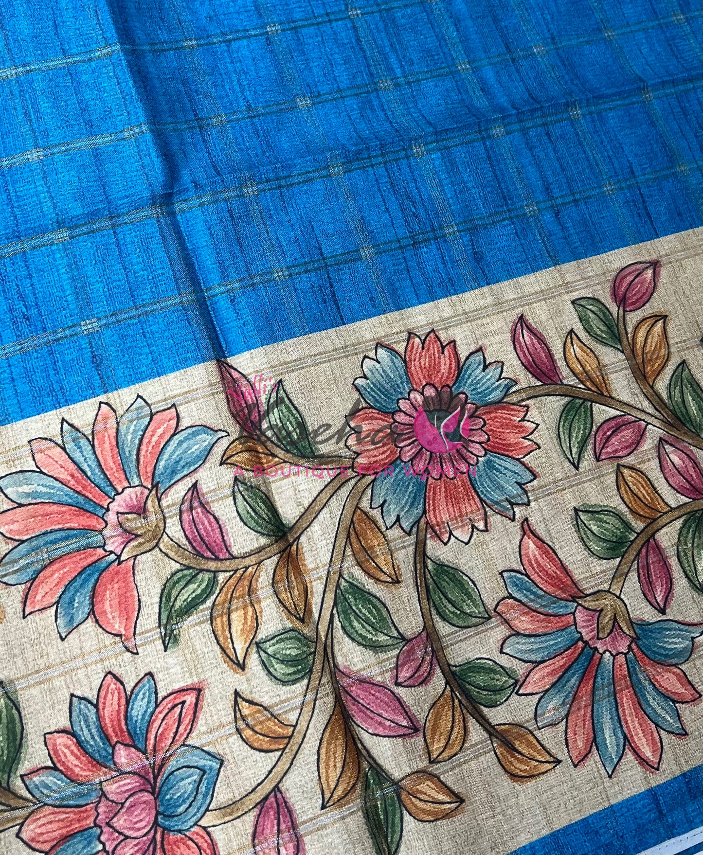 Semi Gicha Tussar Saree - checks pattern - VVSGT005