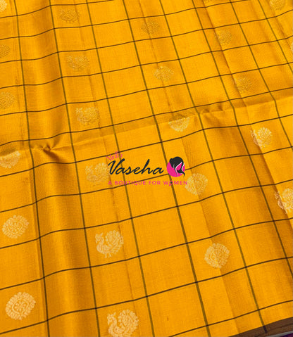 Pure Soft Silk Saree - Mustard Yellow & Wine Brown Shade - VVPSS055