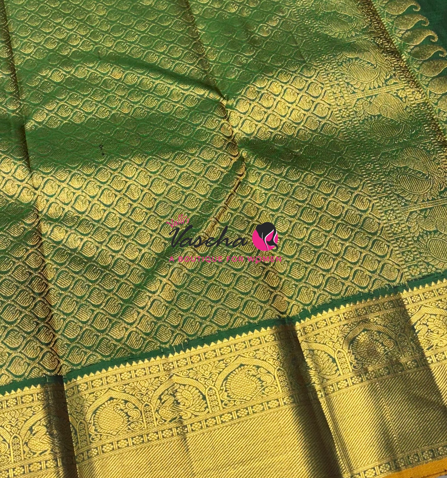 Pure Kanchipuram Silk Saree - Vairavoosi Design  - Maroon & Green Combo - VVPS059
