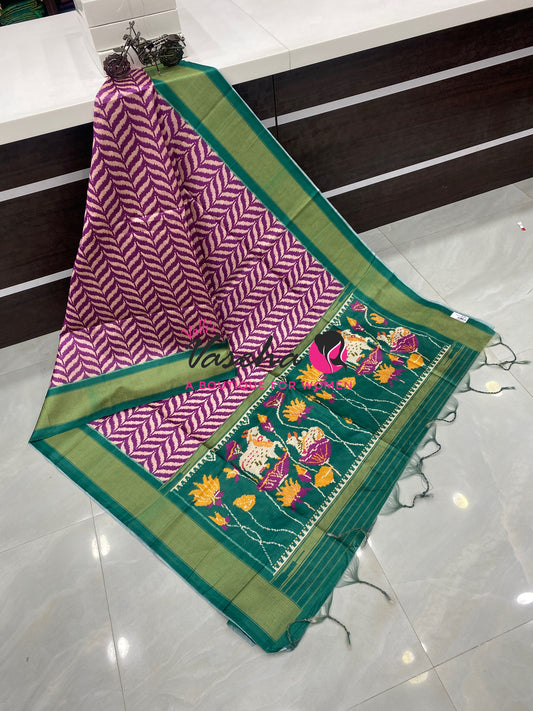 Art Tussar / Art Silk - Purple & Blue Shade - VVATS006
