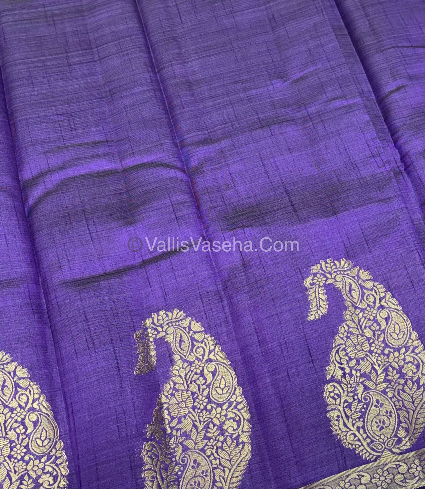 Semi Tussar Silk - Big Mango - Dark Purple Shade - VVSTS002