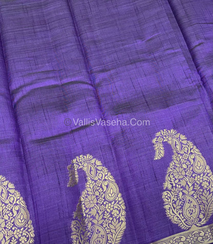Semi Tussar Silk - Big Mango - Dark Purple Shade - VVSTS002