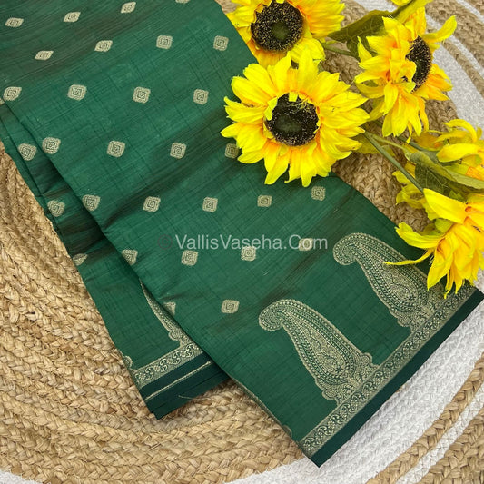 Semi Tussar Silk Saree - Dark Green shade - VVSTS010