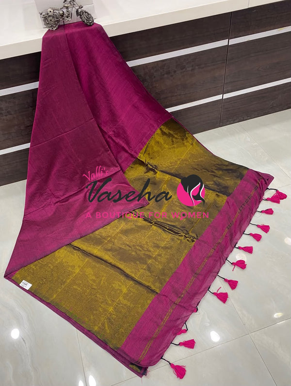Handloom Cotton Sarees  - Pink Shade - VVKC001