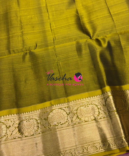 Half Mix - Pure Soft Silk Saree - Vairavoosi Design - Ramar Blue & Lemon Green - VVPSS147