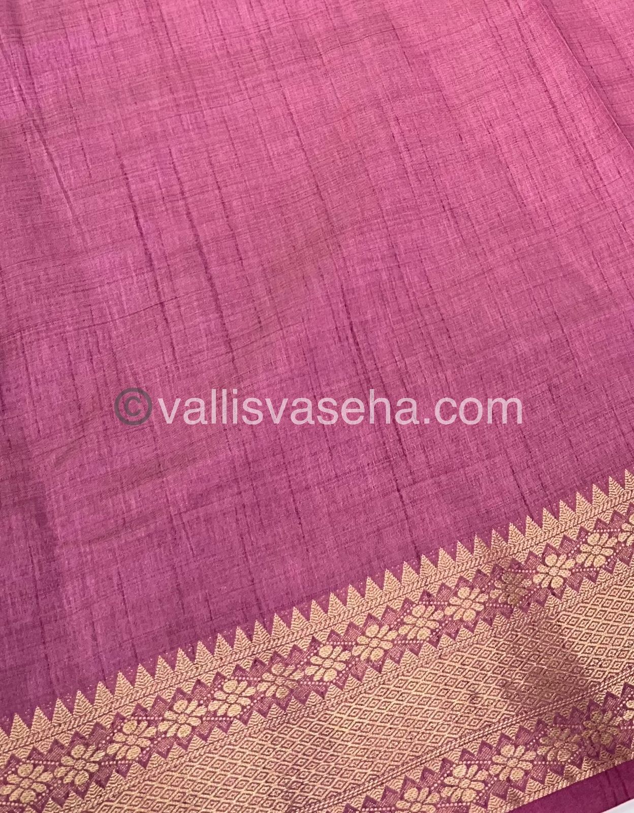 Semi Tussar Silk - Grand Pallu  - Onion Pink Shade - VVSTS017