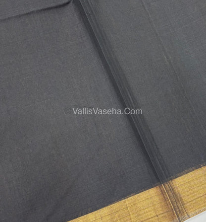 Kora Silk Saree - SICO -  Mustard Yellow With Black Shade  - VVKS002