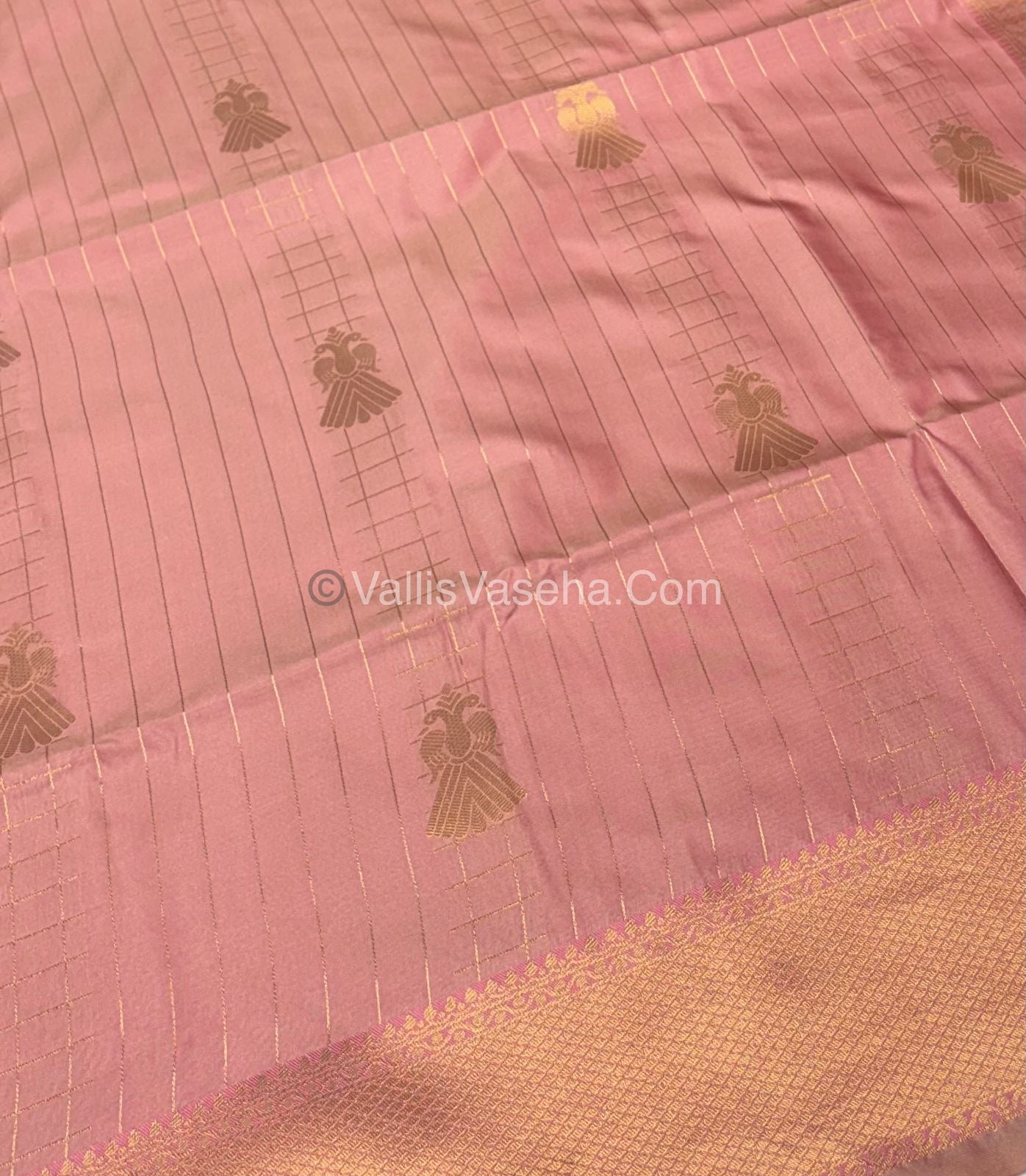 Semi Soft Silk - Border less - Baby Pink Shade -VVSSS023