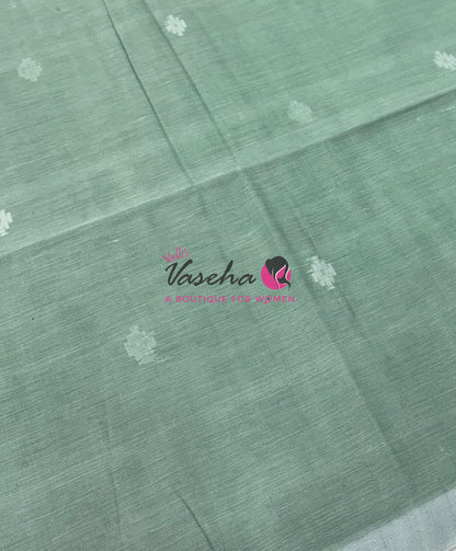 Bengal Kaddhi Cotton Saree | VVBKC002 | Pistal Green Shade