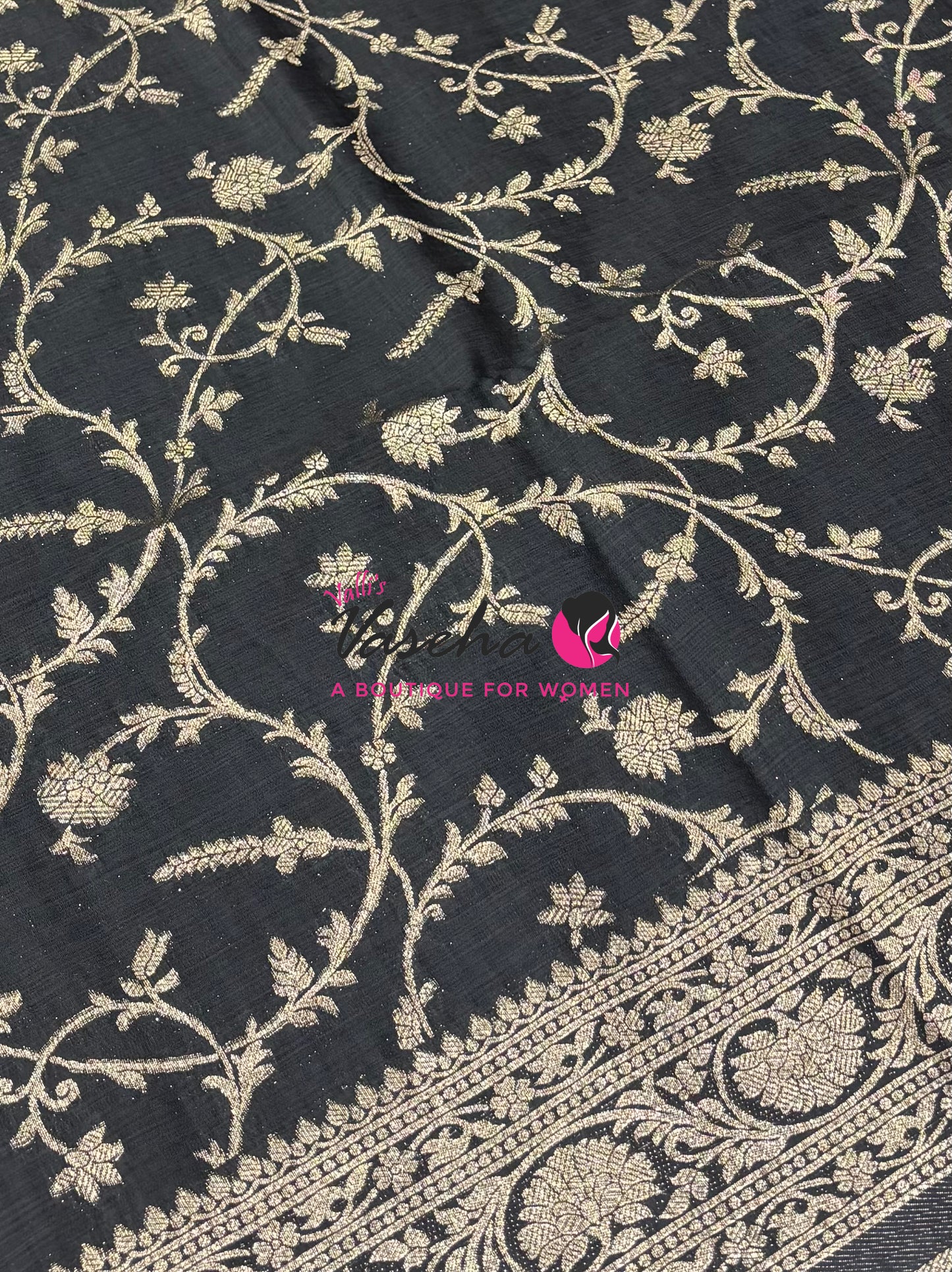 Banarasi - Heritage Silk - Semi Kathan Silk - Black  Shade- VVBHS001