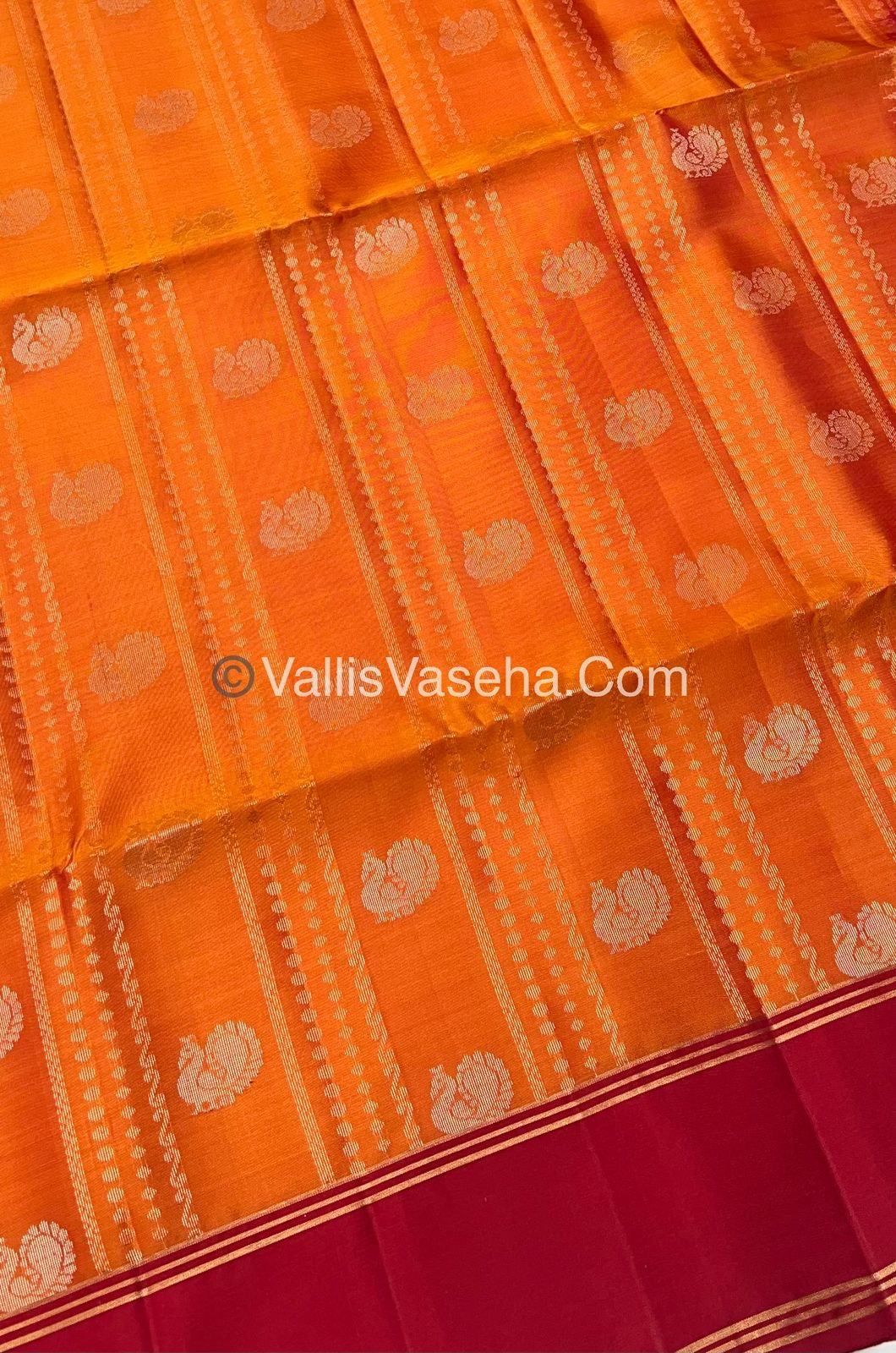 Pure Soft Silk Saree - Orange & Red - VVPSS062