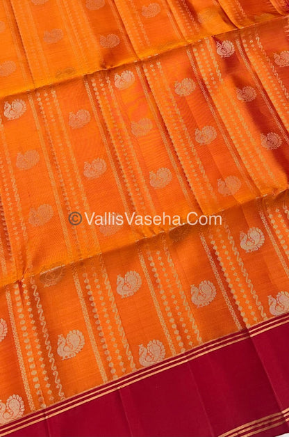 Pure Soft Silk Saree - Orange & Red - VVPSS062
