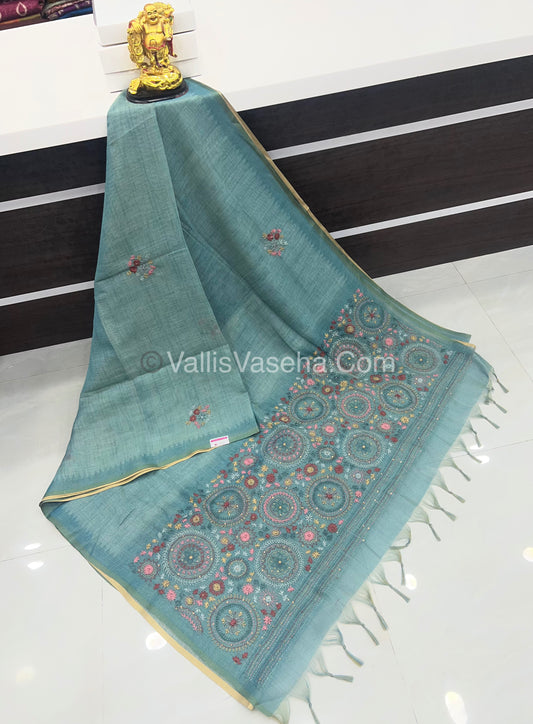 French Knot - Tissue Saree - Blue Shade - VVLFN010