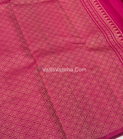 Pure Soft Silk Saree - One Side Border - Cream & Pink Combo - VVPSS045