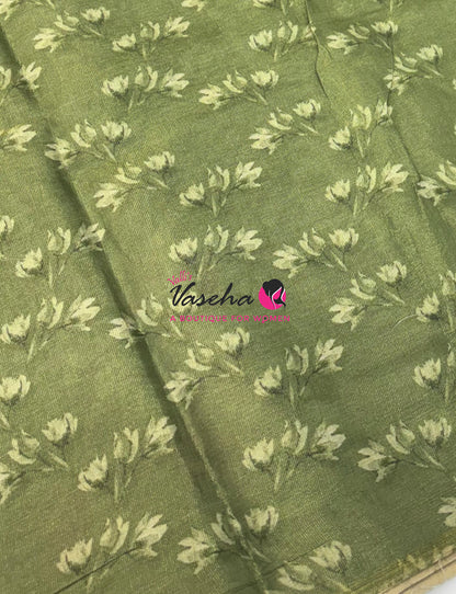 Linen Tissue Saree - Green Shade - VVLTS006