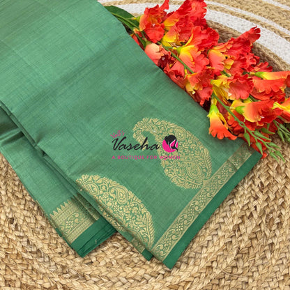 Semi Tussar Silk - Small Mango - Pista Green Shade - VVSTS002