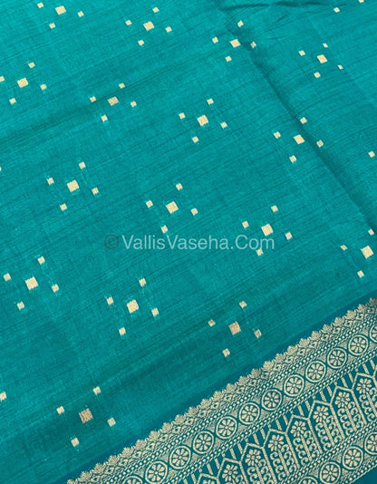 Semi Tussar Silk - Grand Pallu  - Blue Shade - VVSTS031