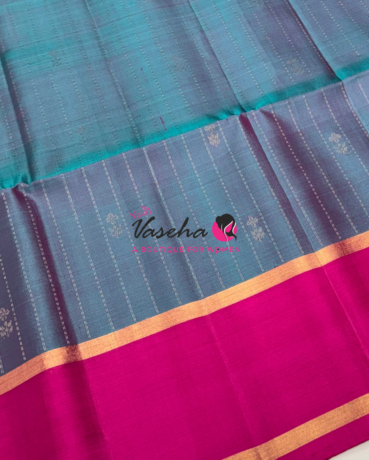 Pure Soft Silk Saree  - Peacock Blue & Pink Combo - VVPSS138