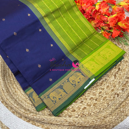 Semi Silk Cotton Saree | Small Leaf Butta Design |VVSSC010