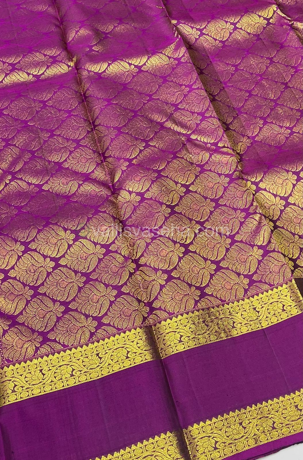 Pure Kanchipuram Silk Saree - Lovely Grey & Purplish Pink - Retta Petta Border - VVPS008