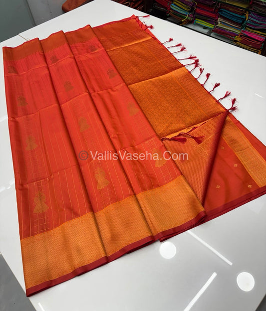Semi Soft Silk - Border less - Orange Shade -VVSSS023