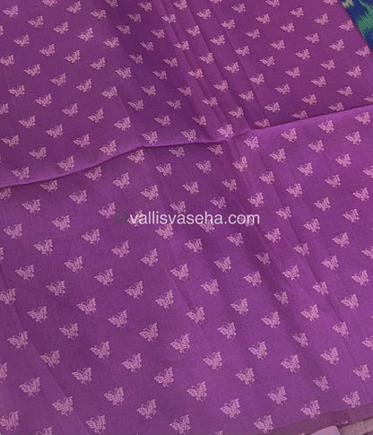 Sprinter Ikkat Semi Silk - Blue  With Purplish Pink - VVSS002