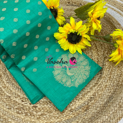Semi Tussar Silk Saree | Ramar Green Shade |VVSTS056