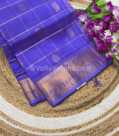 Pure Silk Cotton Saree - Mayil & Chakkaram Design - Lavender - VVMC001