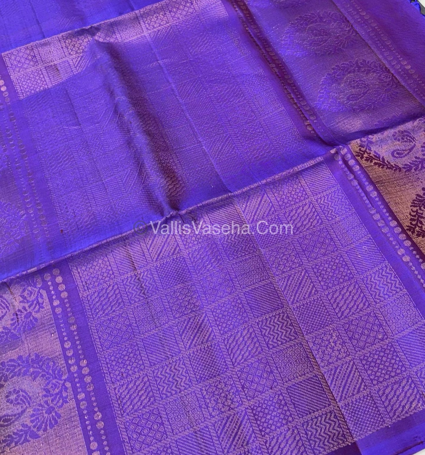 Pure Soft Silk Saree - Border Less - Grey With Purple Shade - VVPSS052