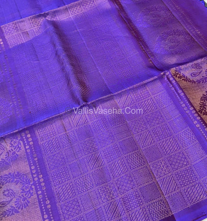 Pure Soft Silk Saree - Border Less - Grey With Purple Shade - VVPSS052