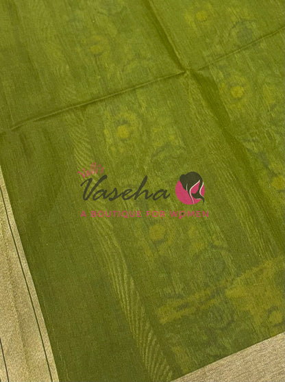 Semi Raw Silk - Yellow With Green Shade - VVRS009