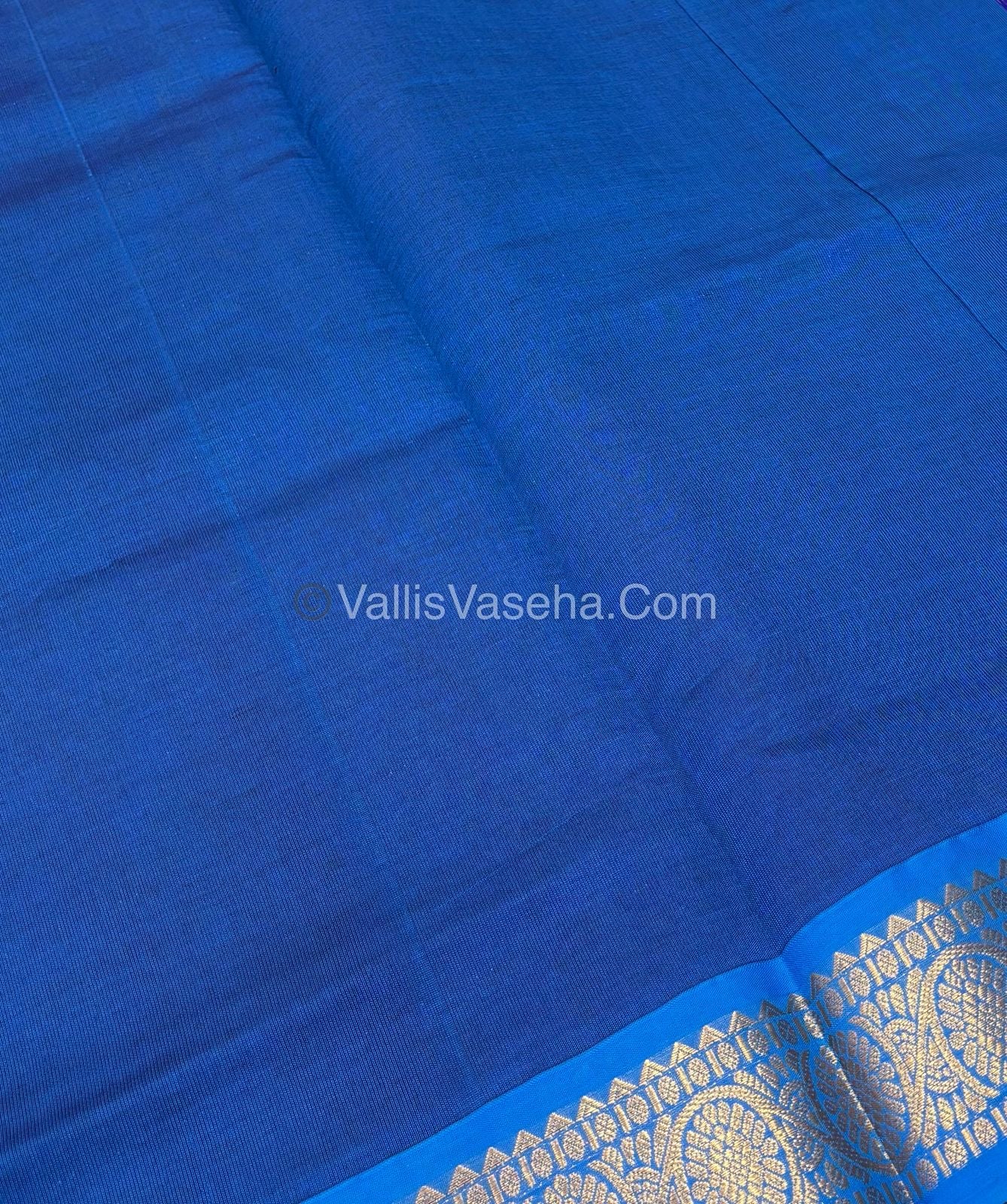 Semi Silk Cotton Saree - Blue With Blue Shade - VVSSC007