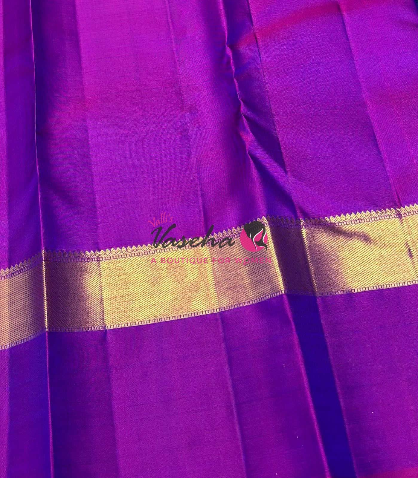 Pure Vintage Korvai Kanchipuram Silk Saree - Peacock Blue & Purplish Pink Combo - VVPS006