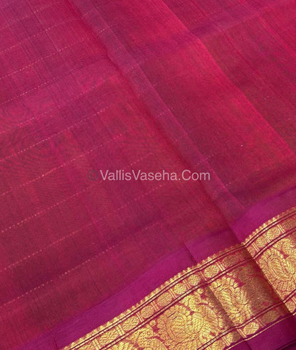 Pure Korvai Silk Cotton Saree - Green With Red - VVKSC020