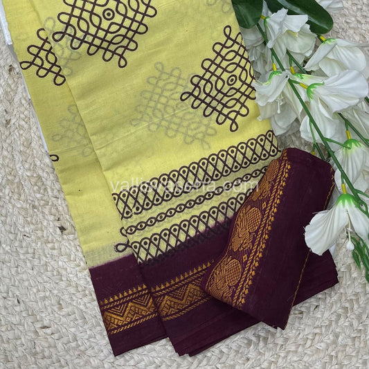 Sungudi Cotton Saree  - Kolam Print  - VVSKP002