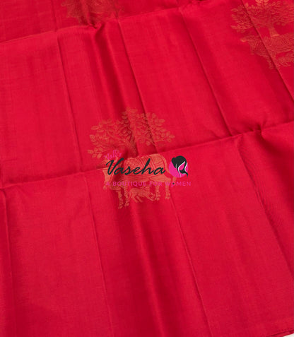 Pure Soft Silk Saree  - Border Less  - Red Shade - VVPSS102