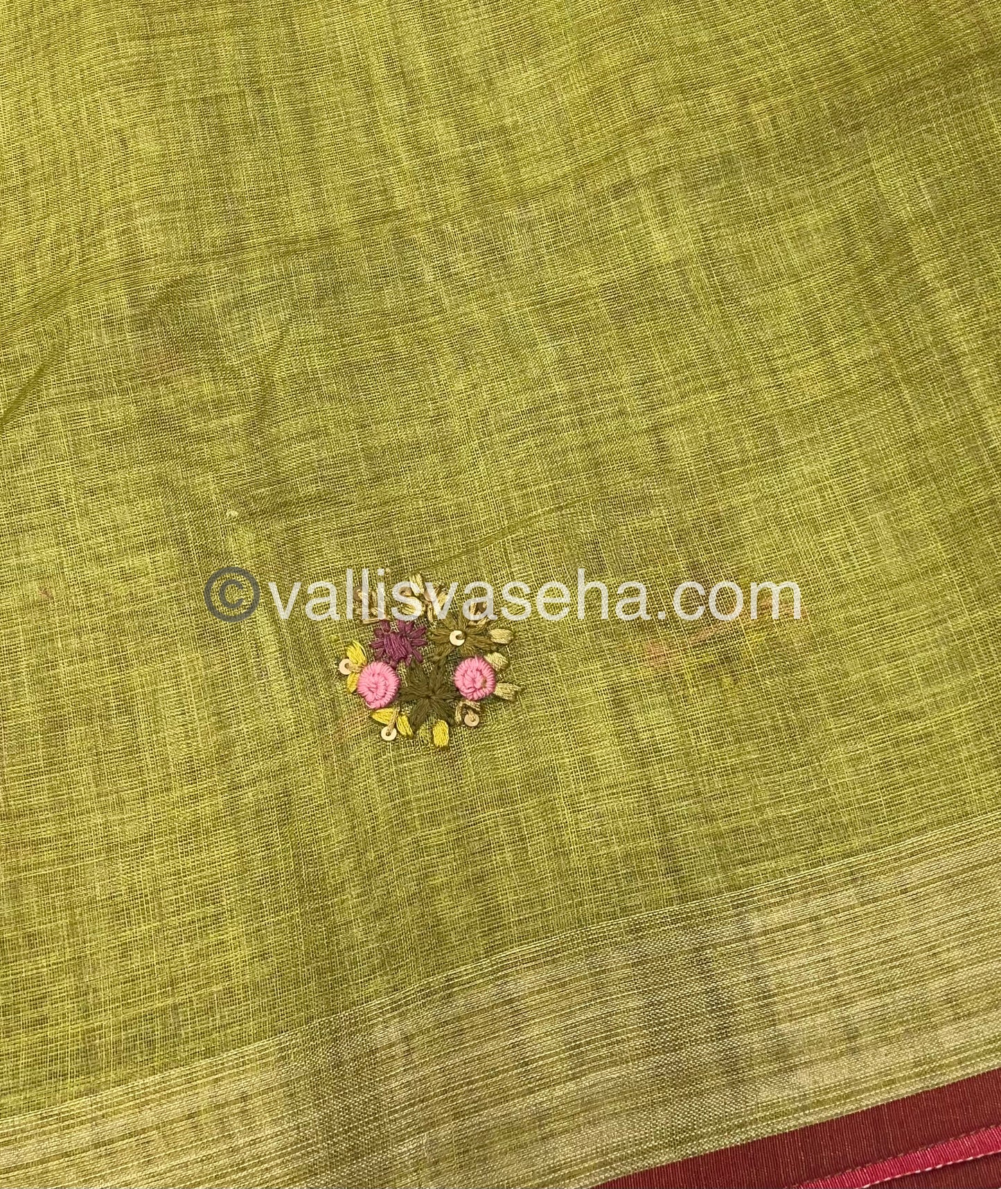 French Knot - Tissue Saree - Green Shade - VVLFN001