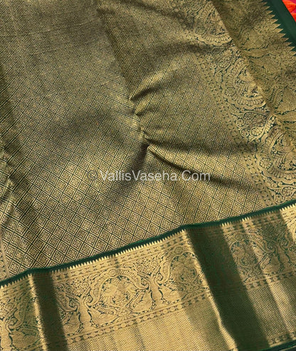 Pure Vintage Korvai Kanchipuram Silk Saree - Pink & Green Combo - VVPS044